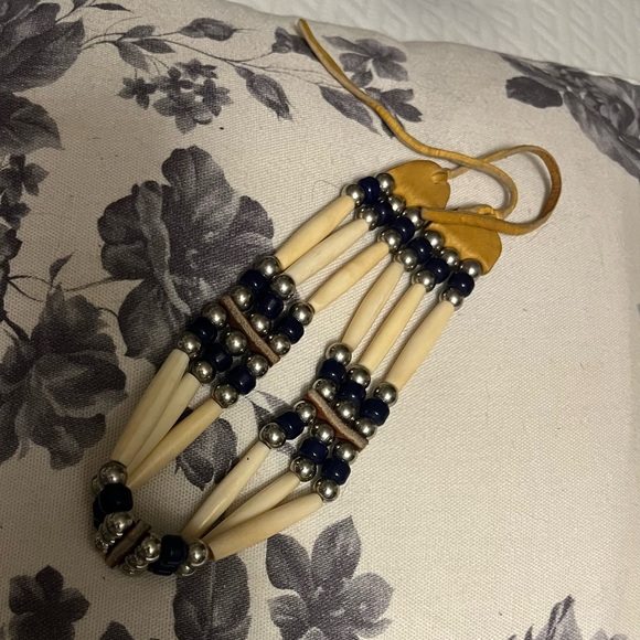 Jewelry - Native American style choker necklace , handmade bone leather and beading